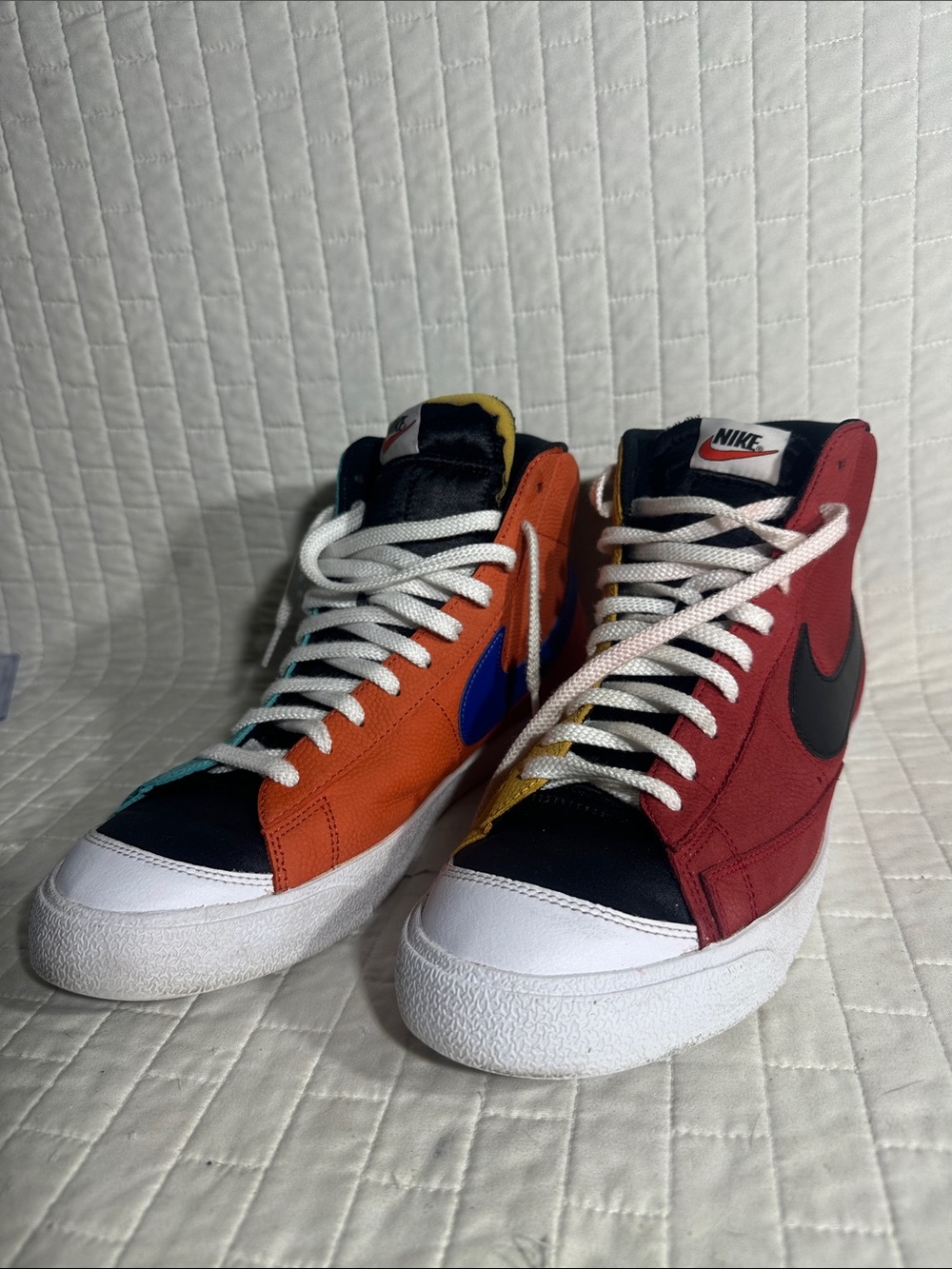 Nike Blazer Mid '77 EMB "NBA/WNBA" sneakers feature a paneled multi-color design
